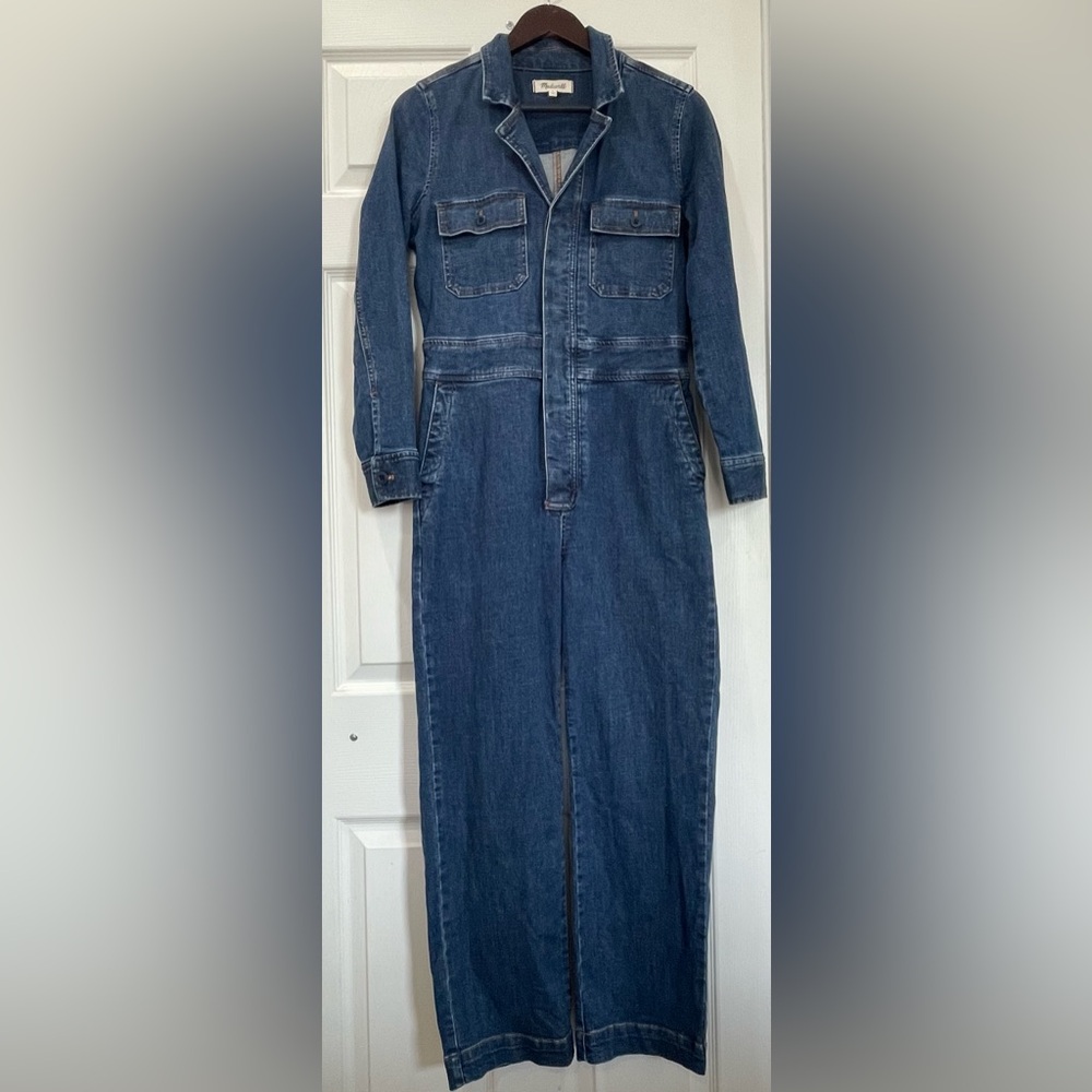 Madewell Denim Slim Coverall Jumpsuit Stanwick Wash Size 4 - Picture 3 of 5